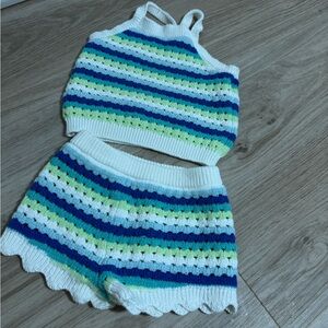 Toddler Striped Knit Tank and Shorts Set